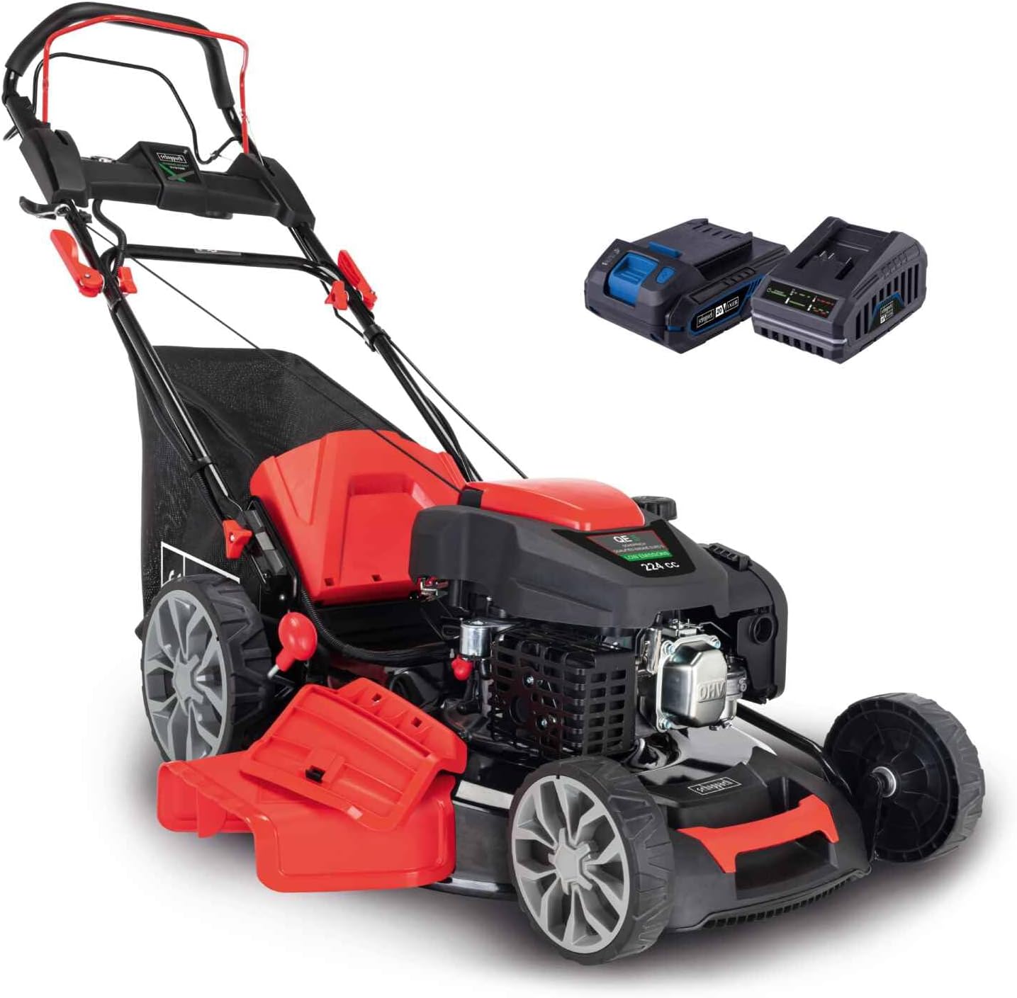 Scheppach Benzin Rasenmäher MS225-56E mit E-Start, Garten, 56 cm, 25 – 75 mm, 65 l, 4400 W