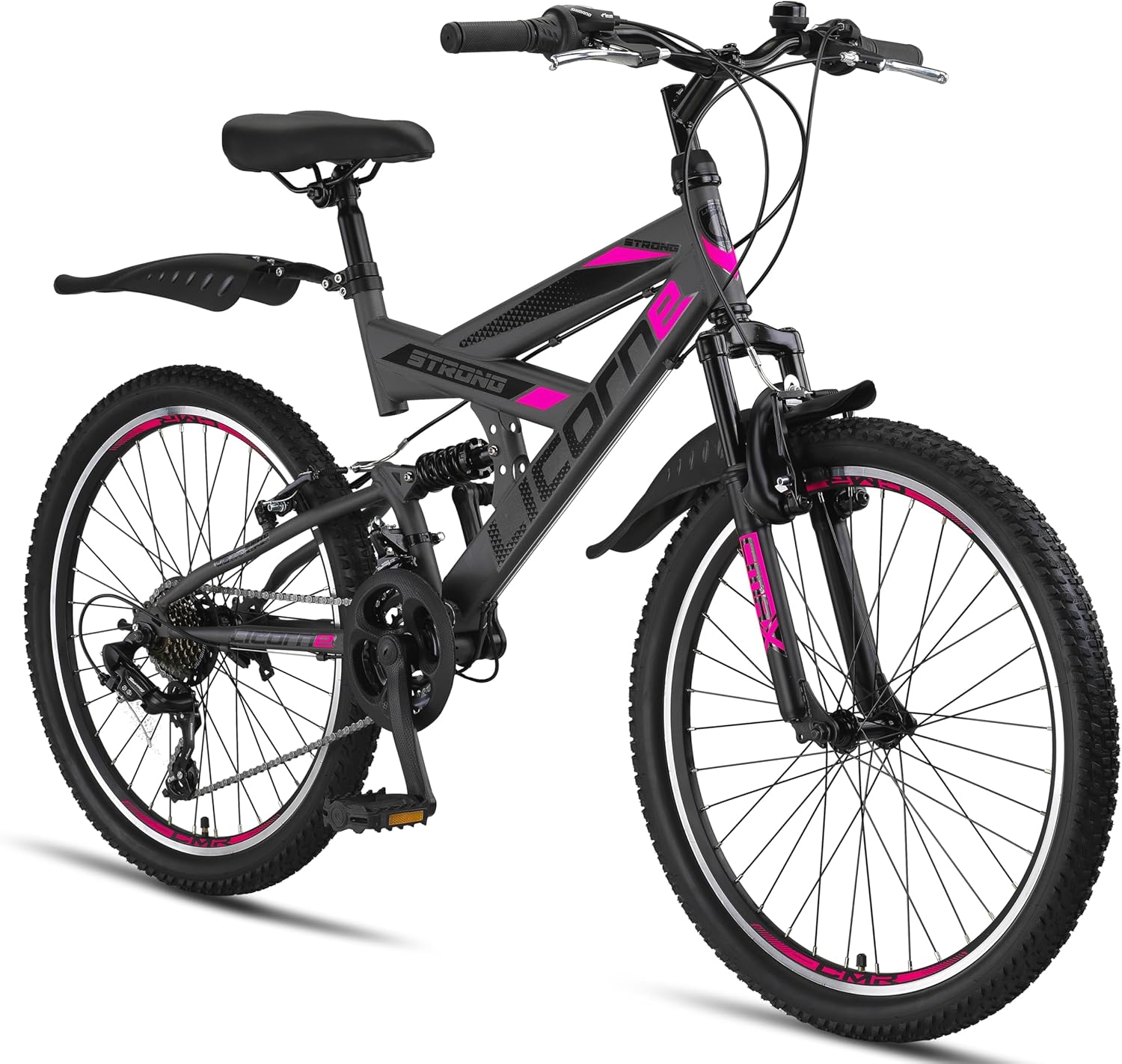 Licorne Bike Premium Strong V Mountainbike in 24 und 26 Zoll - Fahrrad für Jungen
