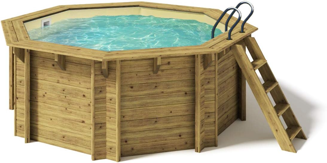 Paradies Pool Holzpool Kalea Komplettset inkl. Filteranlage, 0,8 mm, 118 cm, 50 kg, 1,18 m