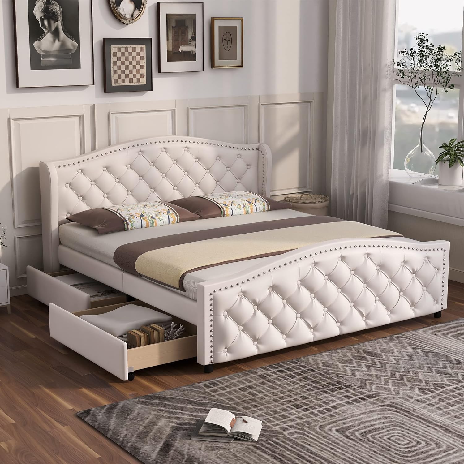 HESHU Polsterbett 140 × 200 cm, Doppelbett, Matratze, 1 Stunde