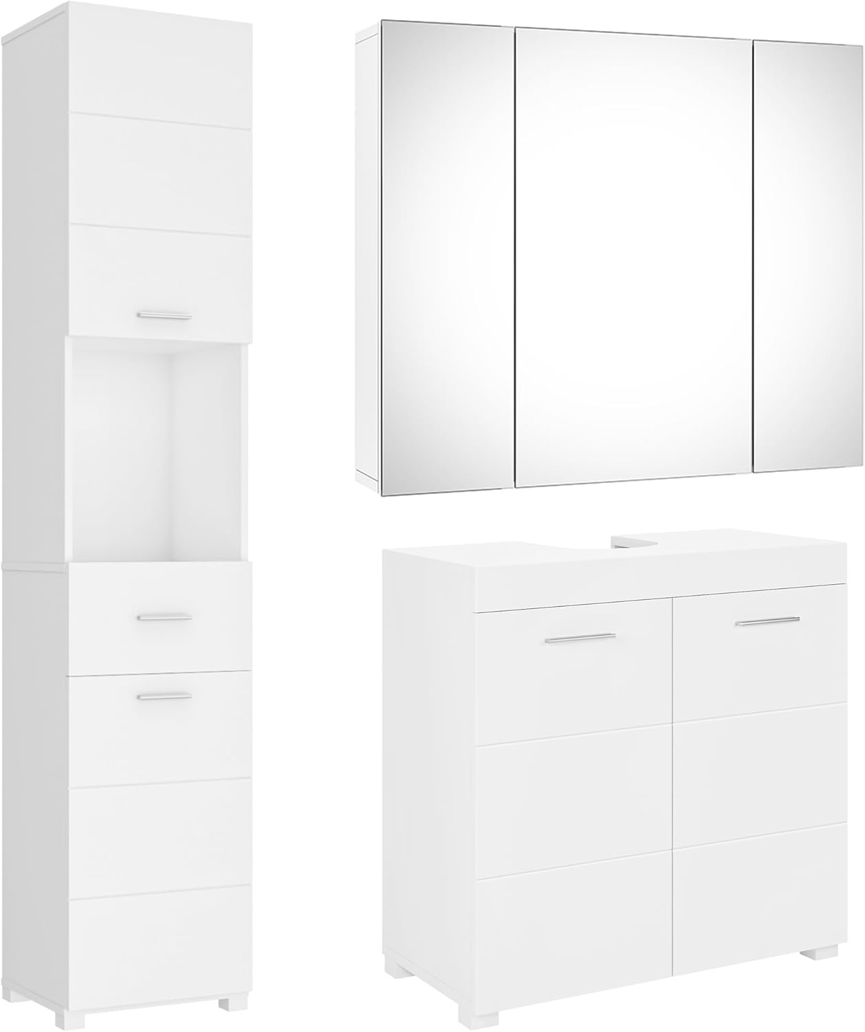 FOREHILL Badmöbel Set weiß, Unterschrank, Waschbeckenunterschrank, 60 cm, 180 cm