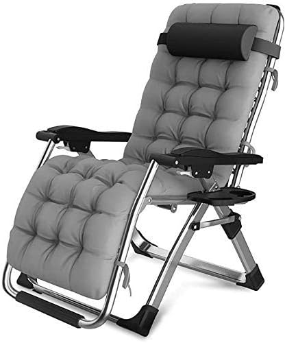 Liege Patio-Gartenstühle CHAIRQEW, für schwere Leute stützen, (Color: Silver), wasserbeständig, Silber/Schwarz, Metall