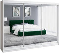 A&J MöbelLand Schwebetürenschrank ULMI Kleiderschrank 200 cm mit Spiegel und Schubladen, Optisch, Schlafzimmerschrank, 16 mm, 215 cm, 60 cm