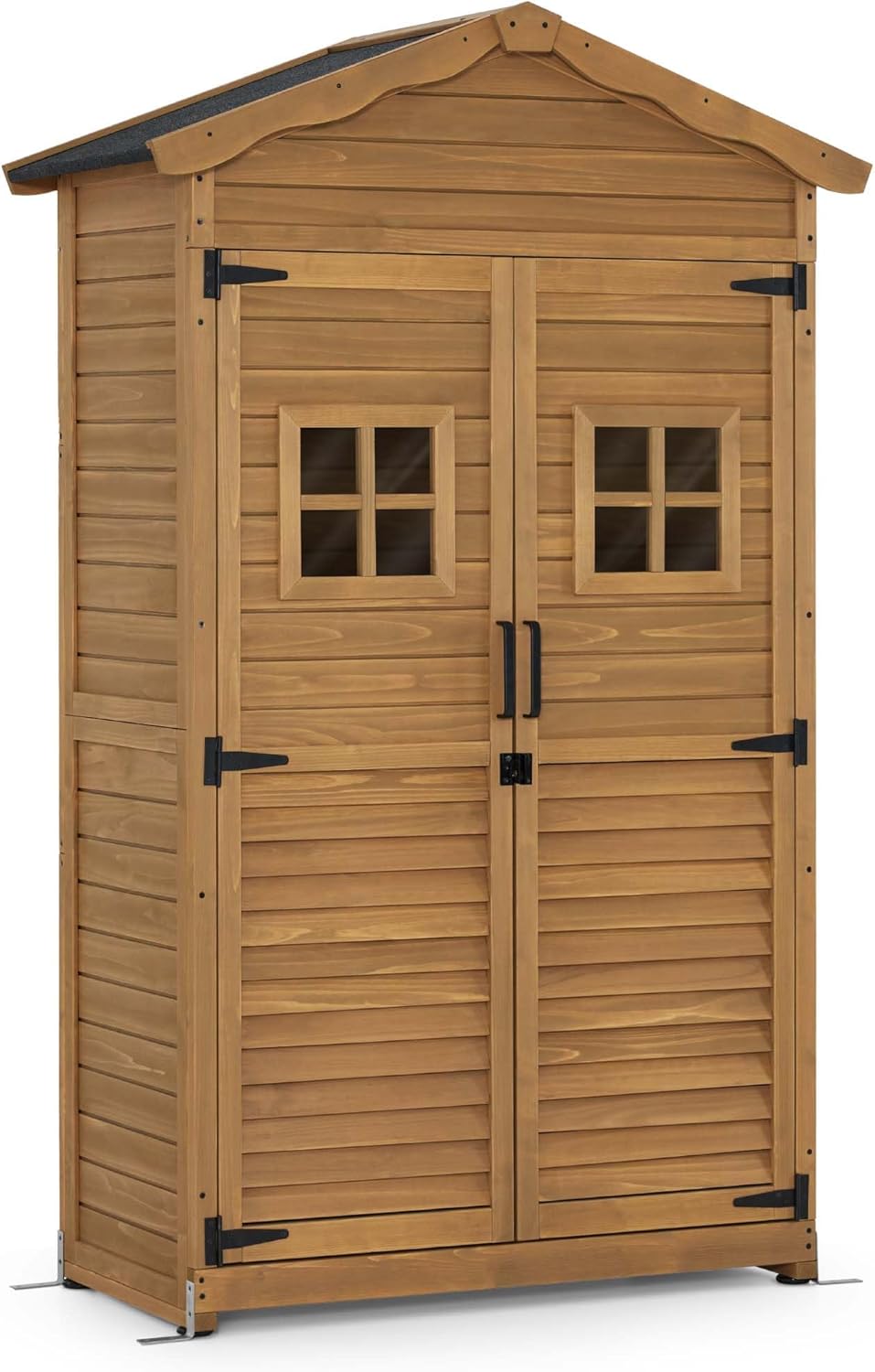 M MCombo Gartenschrank Gartenhaus Holz Wetterfest, Geräteschrank, 57 cm, 180 cm, 73 cm, Grau