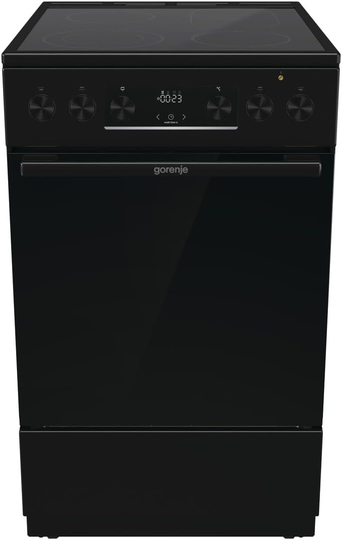 Gorenje GECS5C70BPA Elektro-Standherd mit Glaskeramik-Kochfeld /50 cm/70, Schnellaufheizung, Backofen, 6 Minuten, 30 Minuten, 59,4 cm
