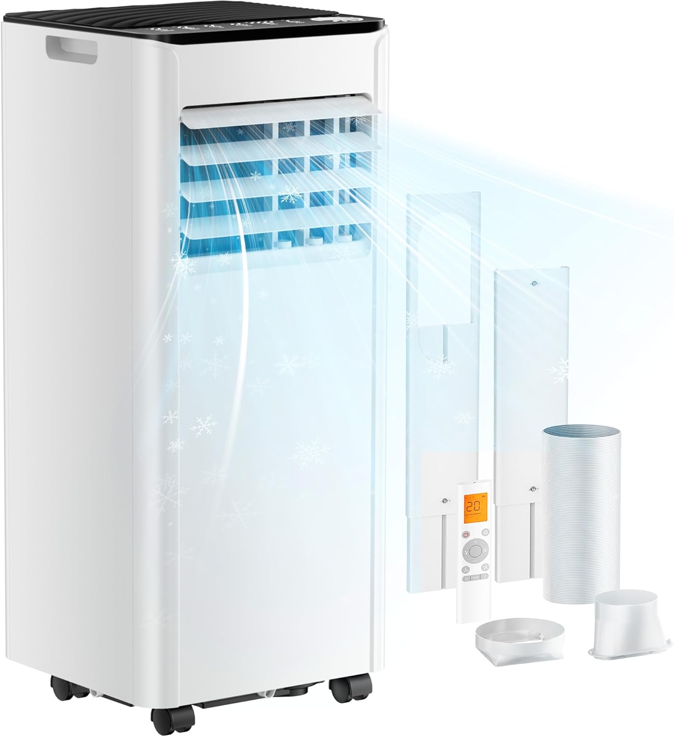 EUHOMY Mobile Klimaanlage, 24h-Timer, Für Räume bis 25 m2, 4-in-1 Mobiles Klimagerät, 9000 BTU, Digitaldisplay + Fernbedienung, Kindersicherung