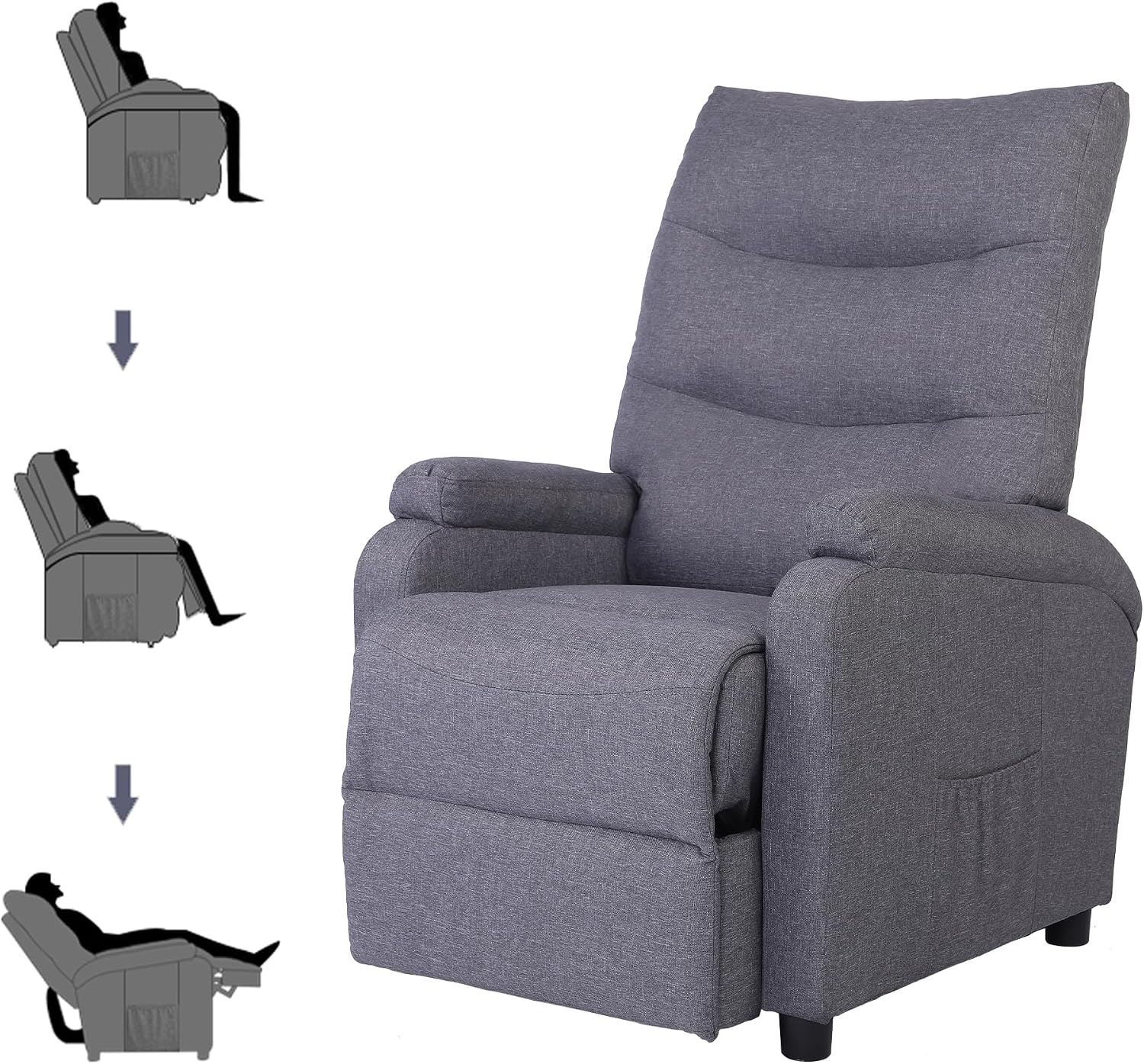Mingone Relaxsessel, Fernsehsessel, TV-Sessel, 104 cm, 150 kg, 25 kg, Grau