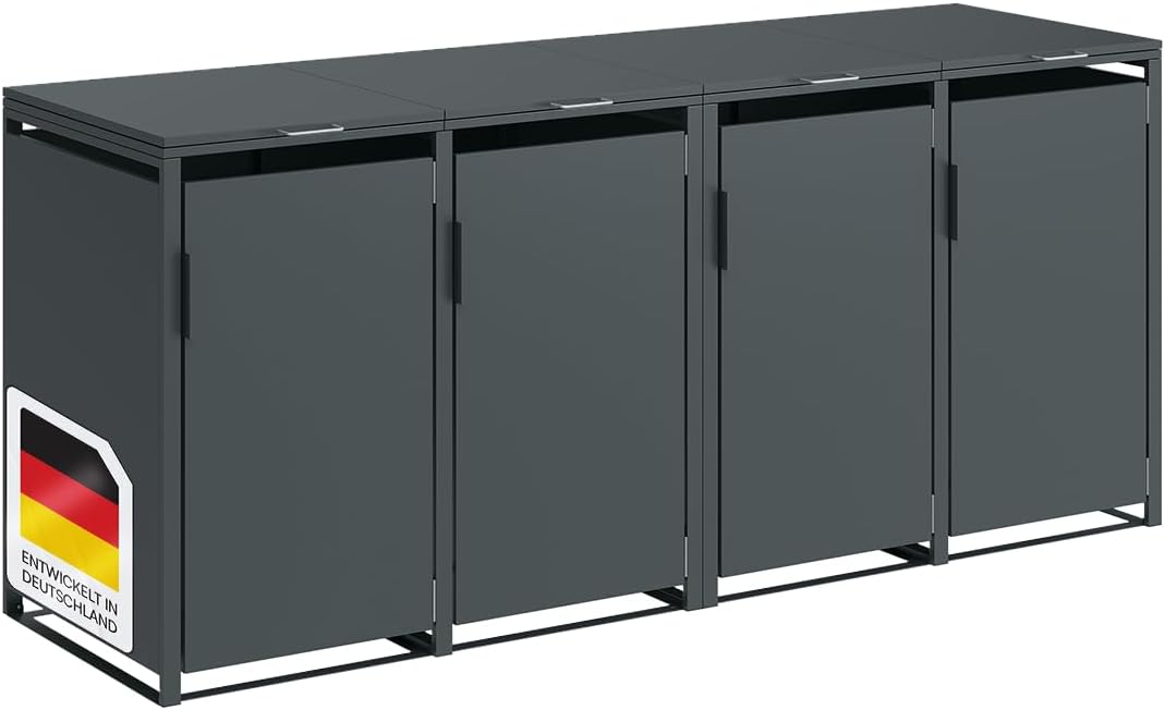 STEELSØN Thoria Mülltonnenbox 4er bis 240 l, Optisch, Garten, 268 cm, Geräuschlos