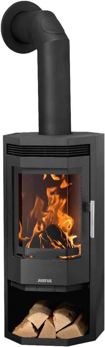 Justus 6531 11 Usedom 5 Kaminofen Stahl Schwarz/A+, 312 °C, 4,8 g, 5,5 kW, 37,3 cm, 150 mm, Dauerbetrieb