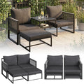 STEELSØN Tyranis Gartenmöbel Set Outdoor 4-TLG inkl. Tisch mit Ablage & Hocker, Gartensofa, Sessel, Terrasse, 9 cm, 10 cm