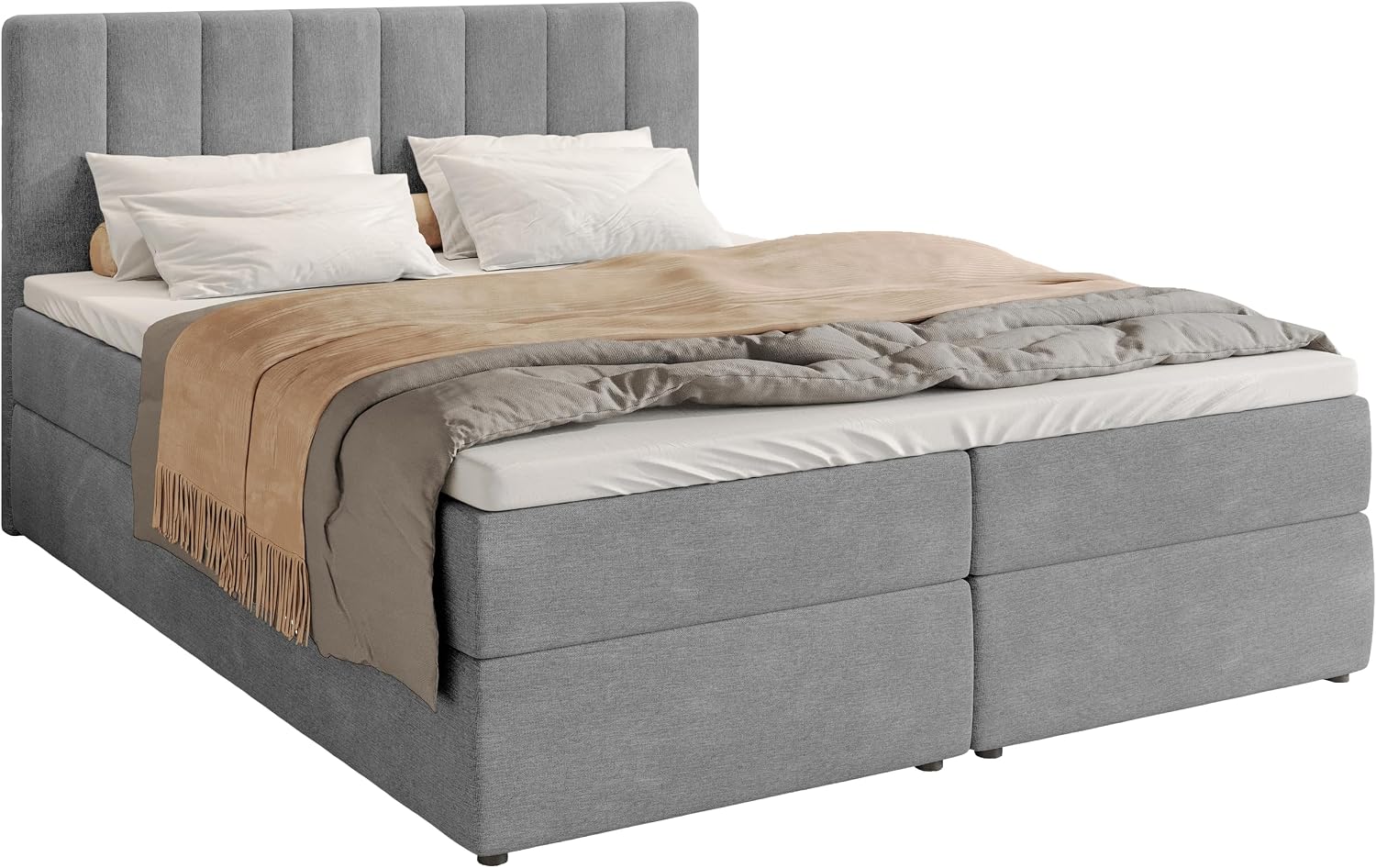 BROMARKT Boxspringbett, Matratze, Polsterbett, 4 cm, Massivholz