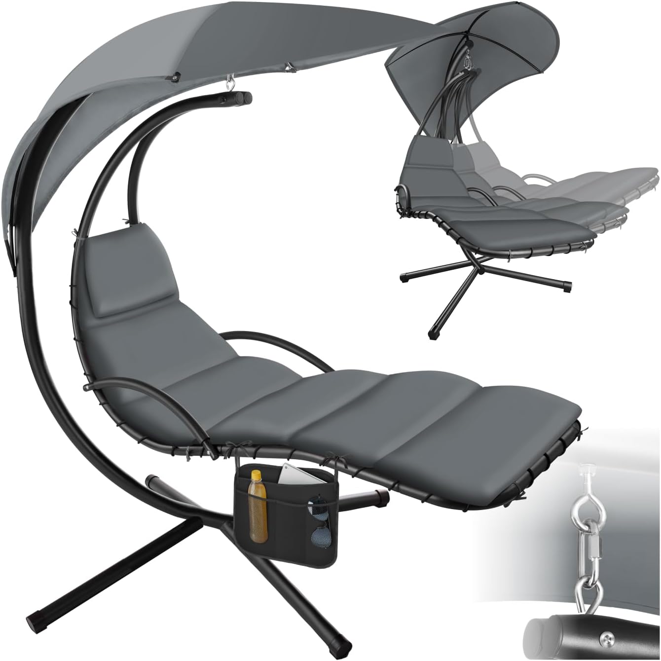 Tectake Hängeliege mit Gestell, Hängestuhl, Liegestuhl, Outdoor
