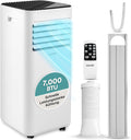 SereneLife Mobiles Klimagerät 7000 BTU 2,0 kW für 28 m2, Klimaanlage, Ventilator, Für Zuhause, Büro, 54 dB