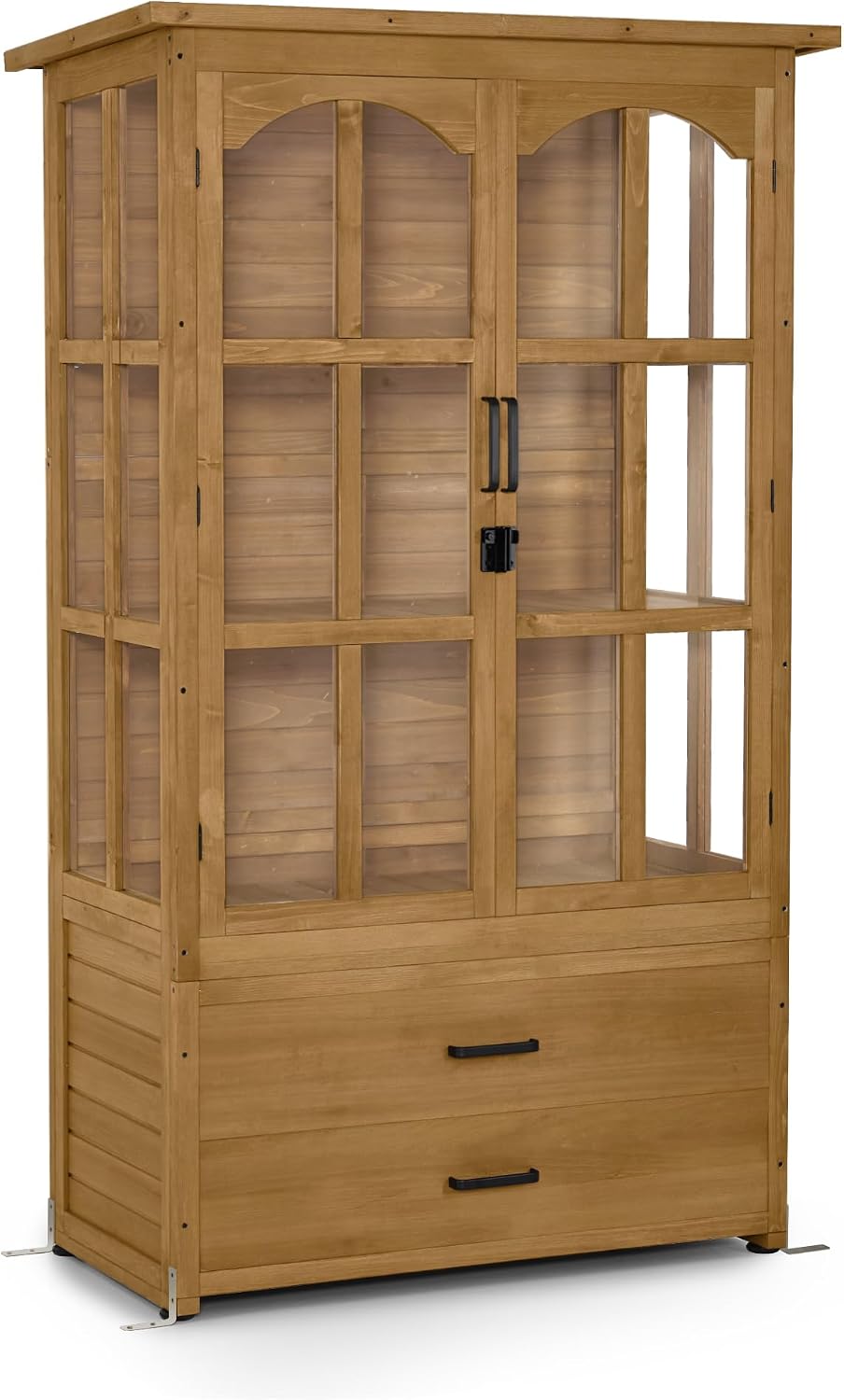 M MCombo Gartenschrank Gartenhaus Holz Wetterfest, Geräteschrank, 45 cm, 15 kg, 18 cm, 58 cm, Verstellbare Regale