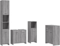 VidaXL Badmöbel Set 4 TLG., Badezimmerschrank, Spiegelschrank, 80 cm, 61 cm, 95 cm, Schwarz
