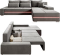 Juskys Sofa Davos Rechts mit Schlaffunktion - Ecksofa für Wohnzimmer mit Bettkasten &, Schlafsofa, Gästebett