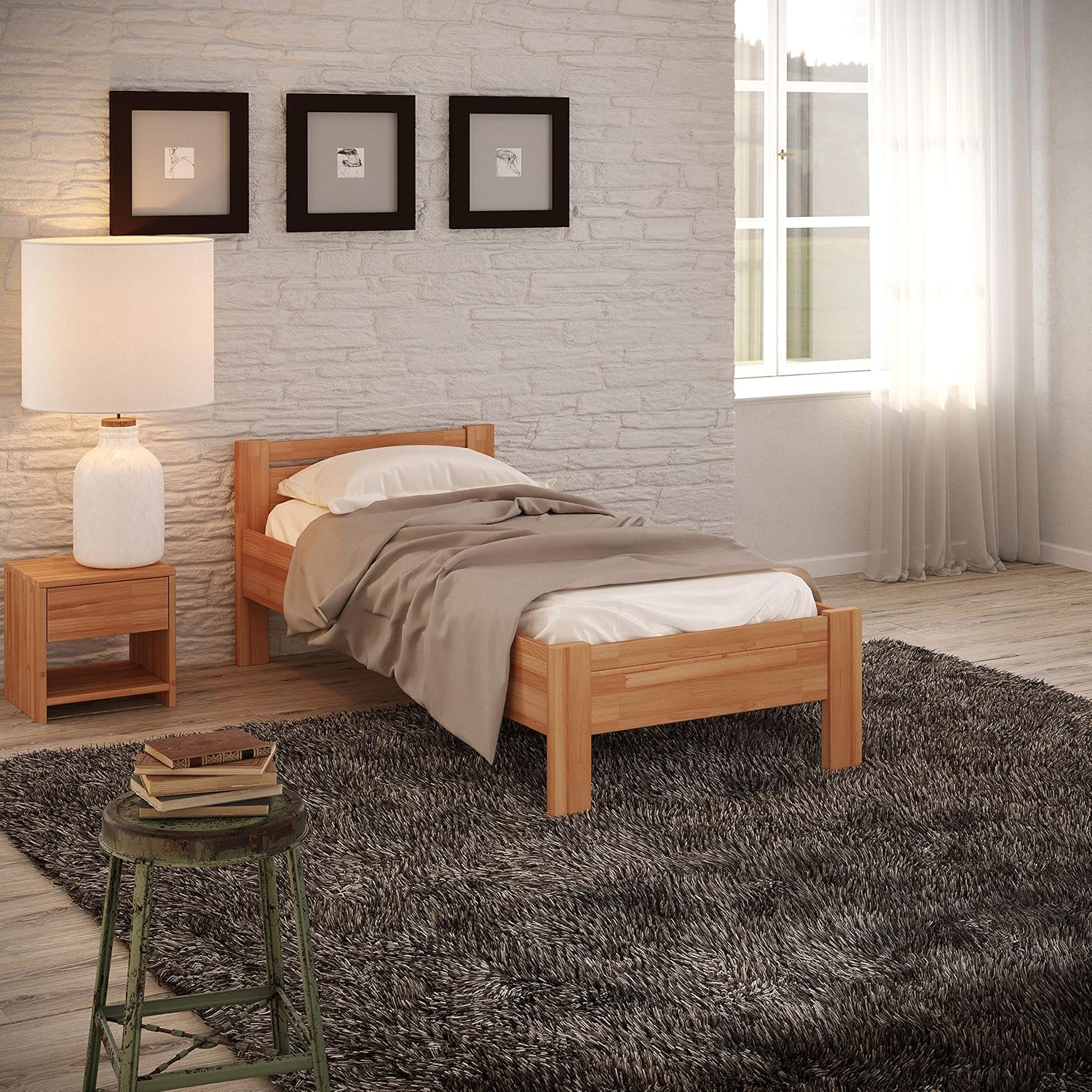 Krok Wood Seniorenbett SiSi aus Massivholz (Buche, Jugendbett, Ehebett, 50 cm, 200 cm, 20 mm, 40 mm, 2 cm, 1 Stunde