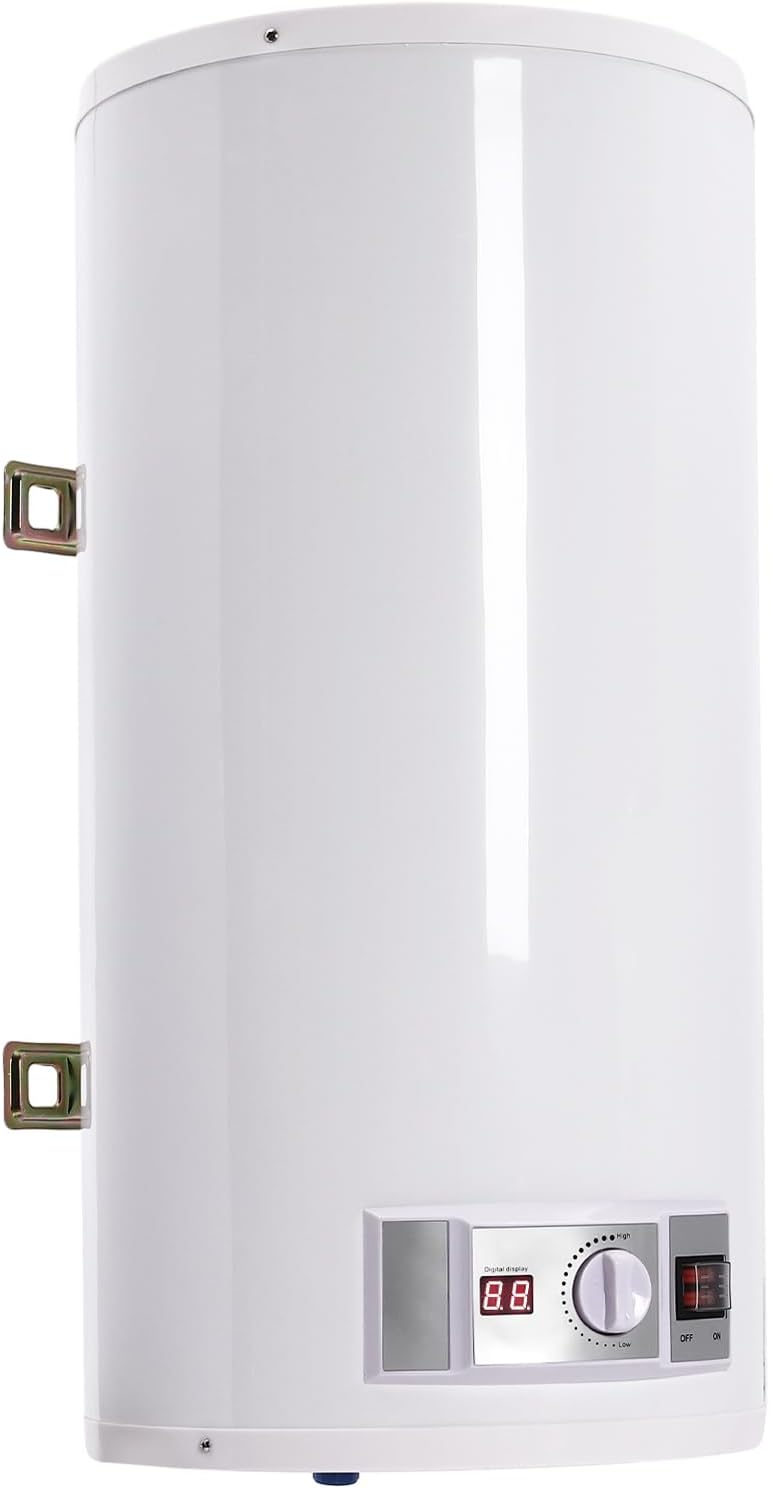 HuKaiL EU 50L Elektronischer Warmwasserbereiter Elektrische Durchlauferhitzer, 71 * 34 cm, Edelstahl, für Küchen Toiletten, Weiß