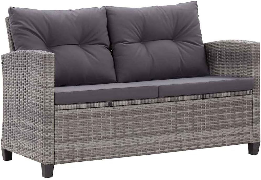 VidaXL Gartensofa 2-Sitzer mit Kissen Lounge Sofa Gartenmöbel Gartenbank Bank Rattansofa, 77 cm, 50 cm, 6 cm