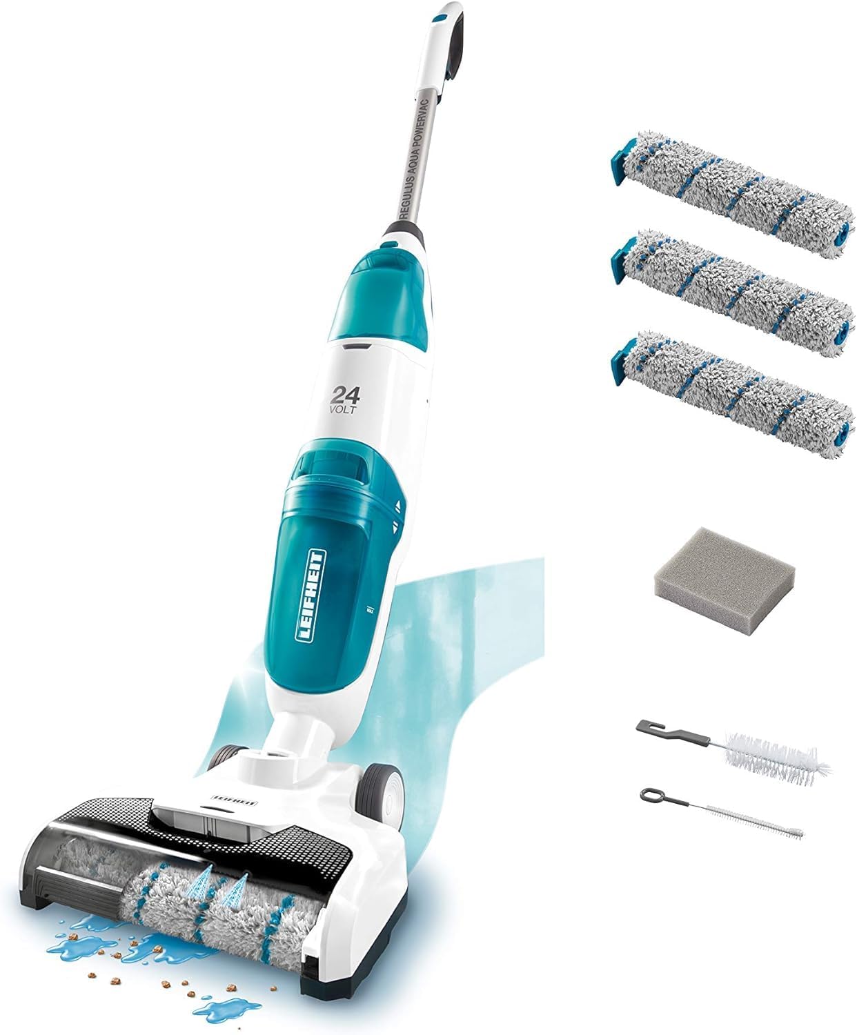 Leifheit Set Akku Saugwischer Regulus Aqua PowerVac inkl. Zubehör, Praktisch, Waschsauger, 24 V, 22 Minuten, Kunststoff
