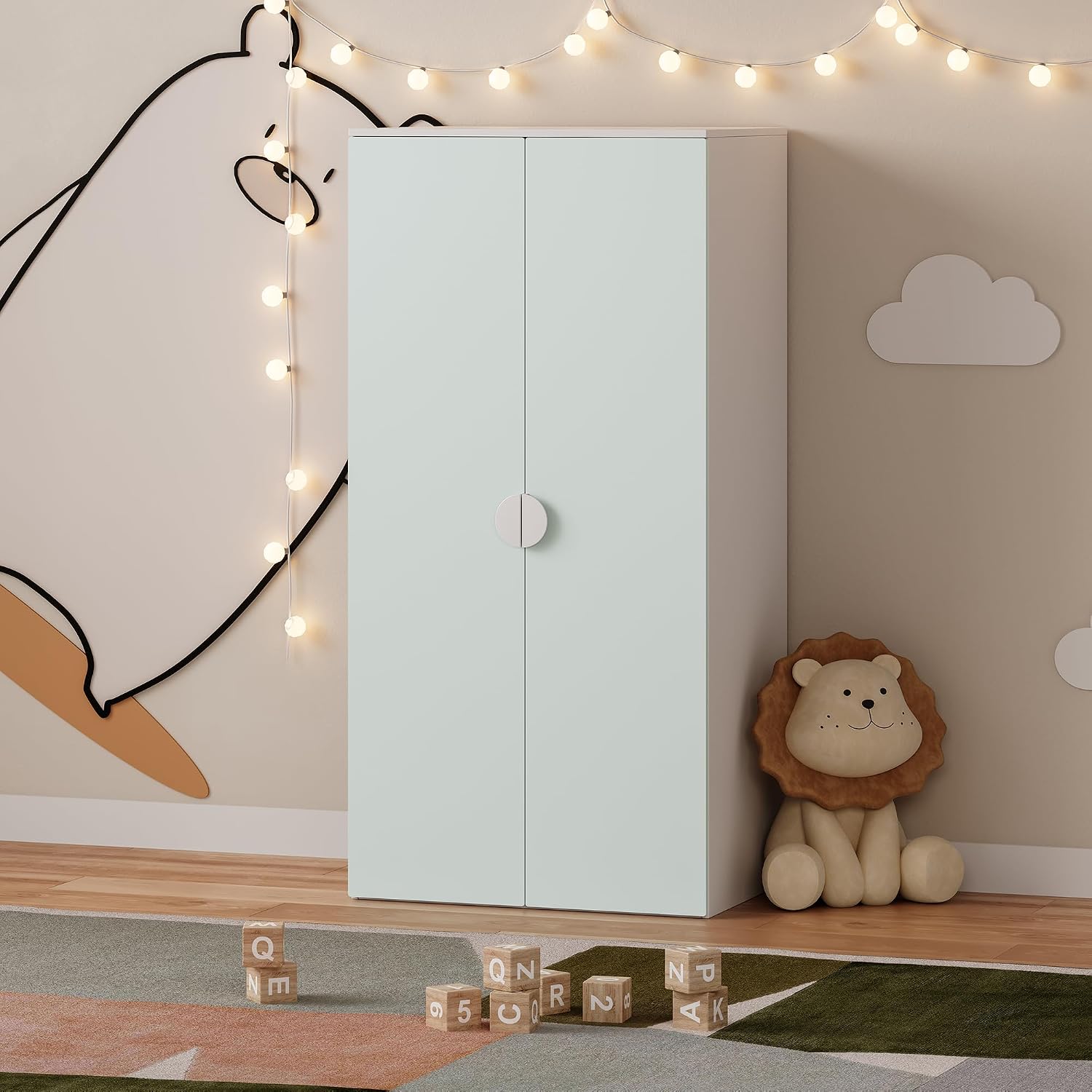 [en.casa] Kinderkleiderschrank, Spielzeug, Garderobenschrank