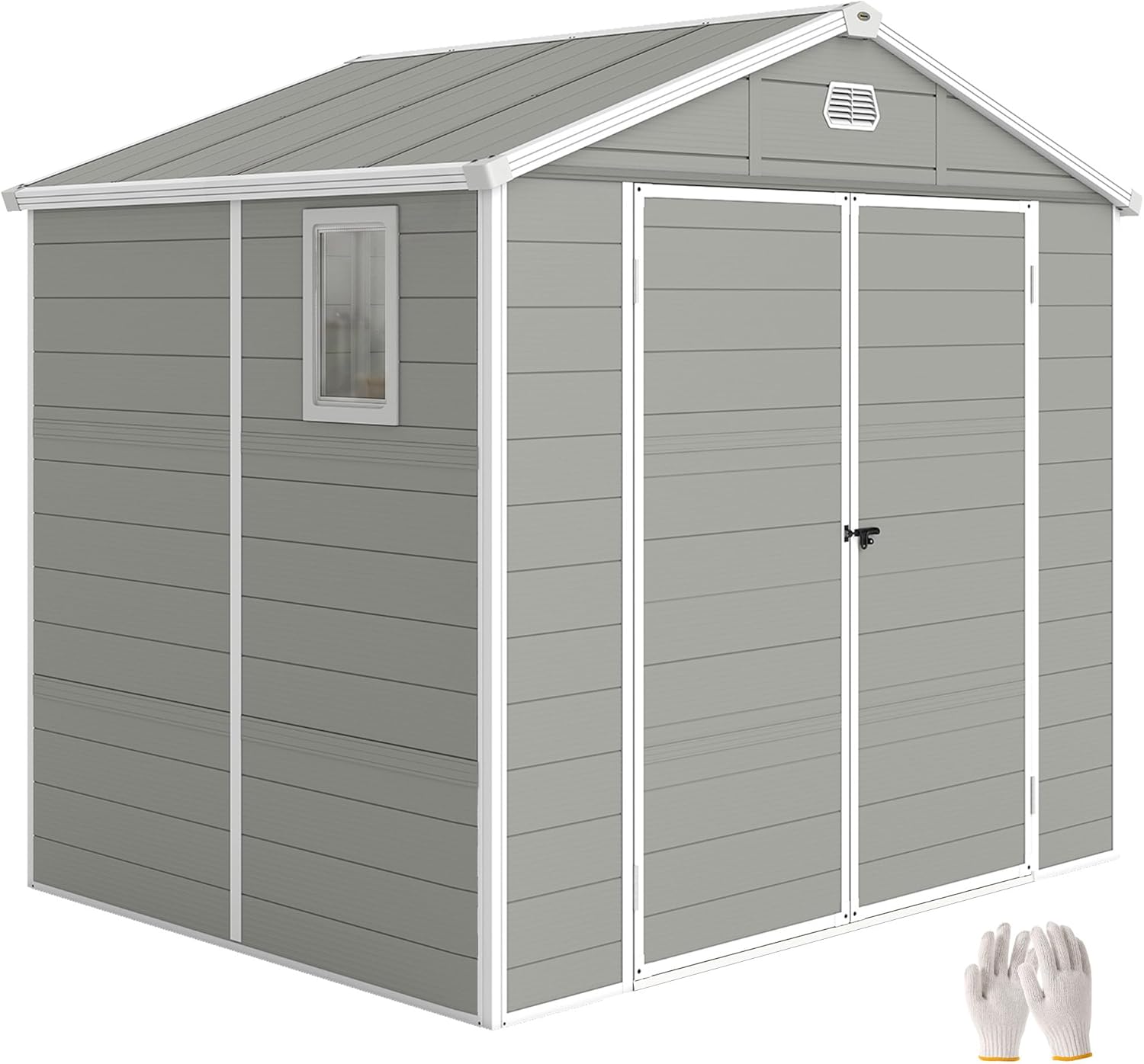 Outsunny Gerätehaus 4,1m2 Geräteschuppen mit Satteldach, Garten, 10 mm, 240 l, 74 l, Kunststoff