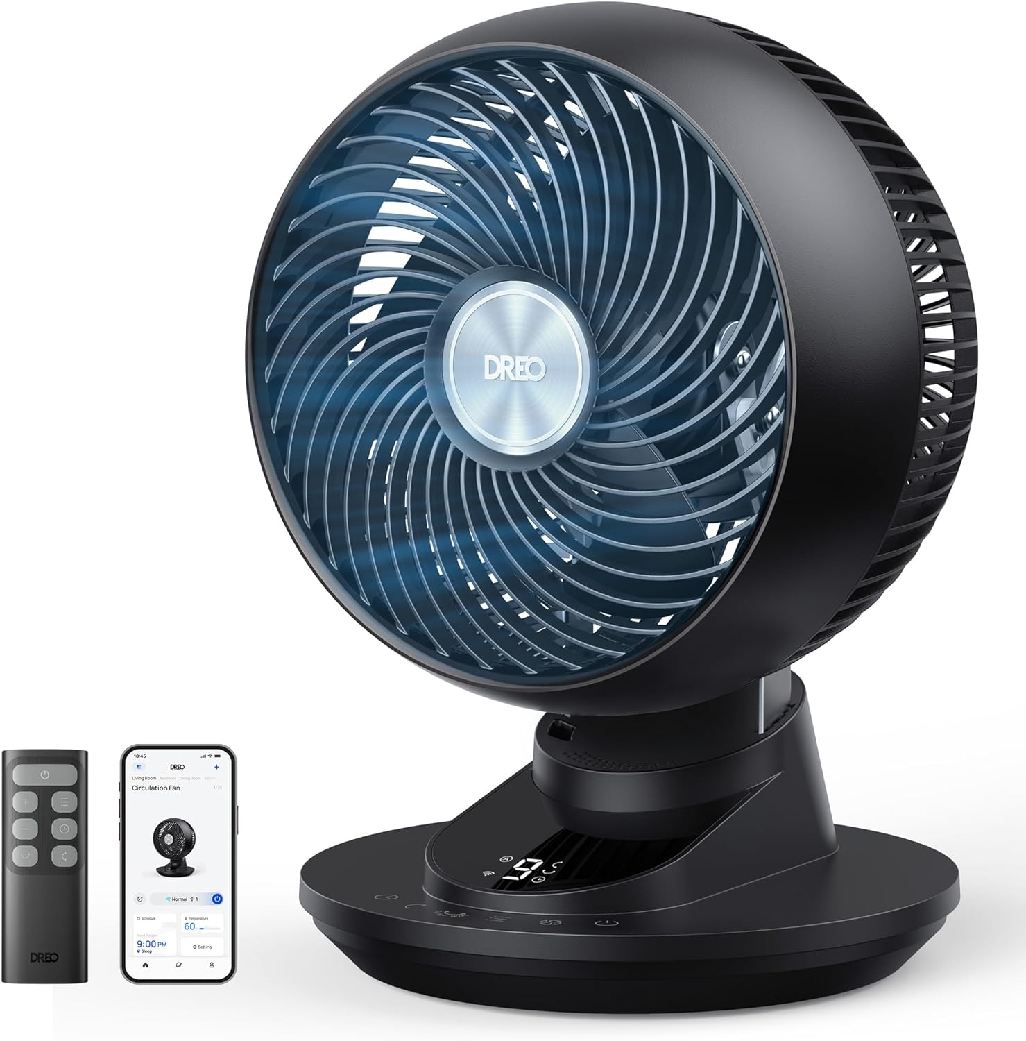 DREO 3D Tischventilator Sehr Leise 22 dB, Für Zuhause, Büro, 26 m, 1 Minute