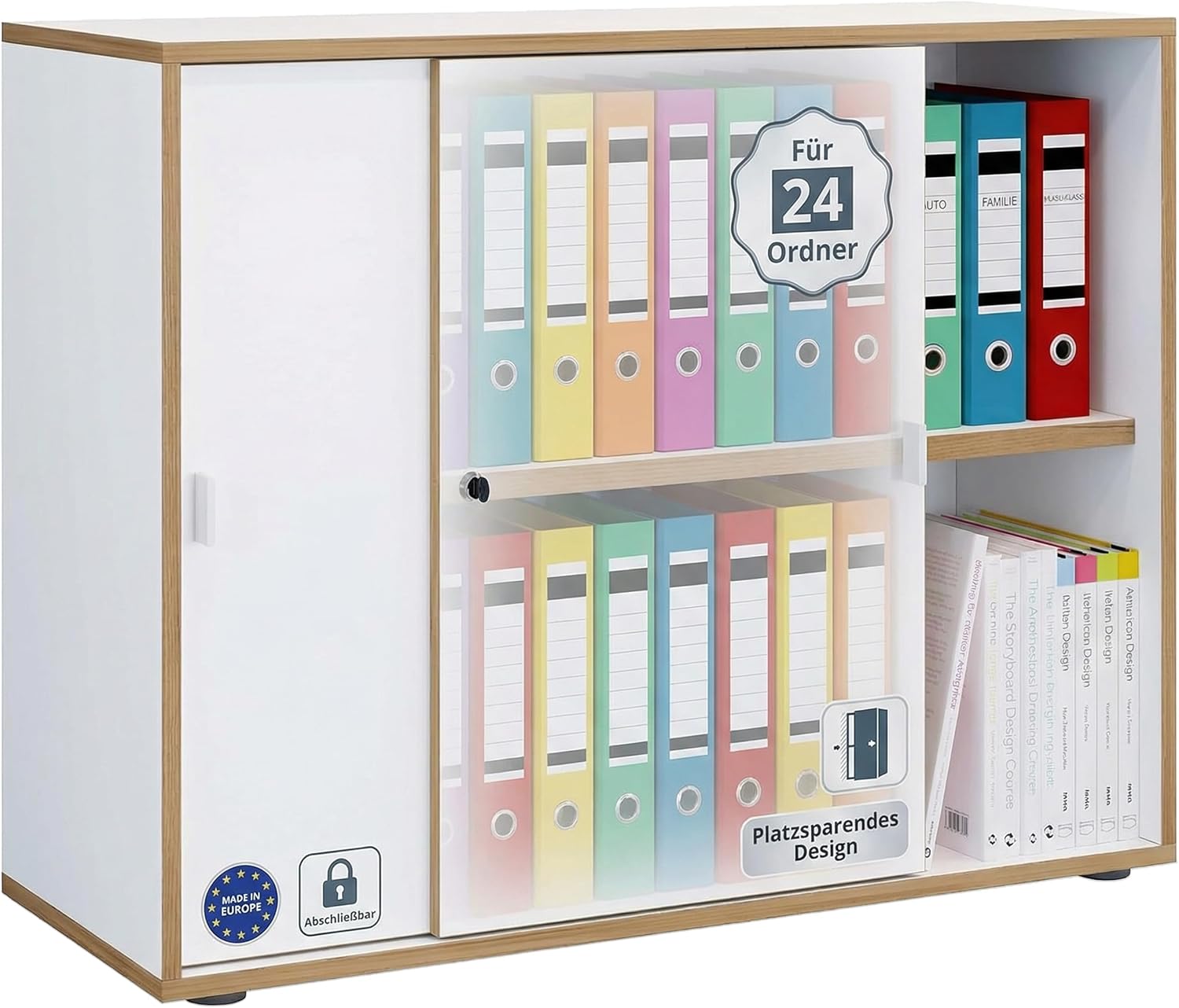 VCM Büroschrank mit 2 Fächern, Büro-Schrank, Aktenschrank, 37 cm