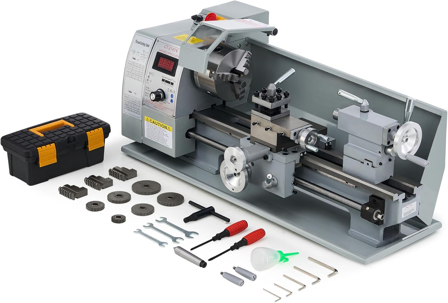 CREWORKS Metalldrehmaschine 750 W Drehmaschine 8 × 16 Zoll Tisch, 29,2 cm