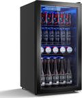 Airfish Getränkekühlschrank 90 l mit Glasfront, Mini-Kühlschrank, Wohnmobil, 2–18 °C, 83 cm, LED, Schwarz
