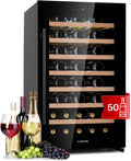 Klarstein Weinkühlschrank Freistehend, Getränkekühlschrank, Flaschenkühlschrank, 5 °C, 18 °C, Glastür, Rot, Soft-Touch