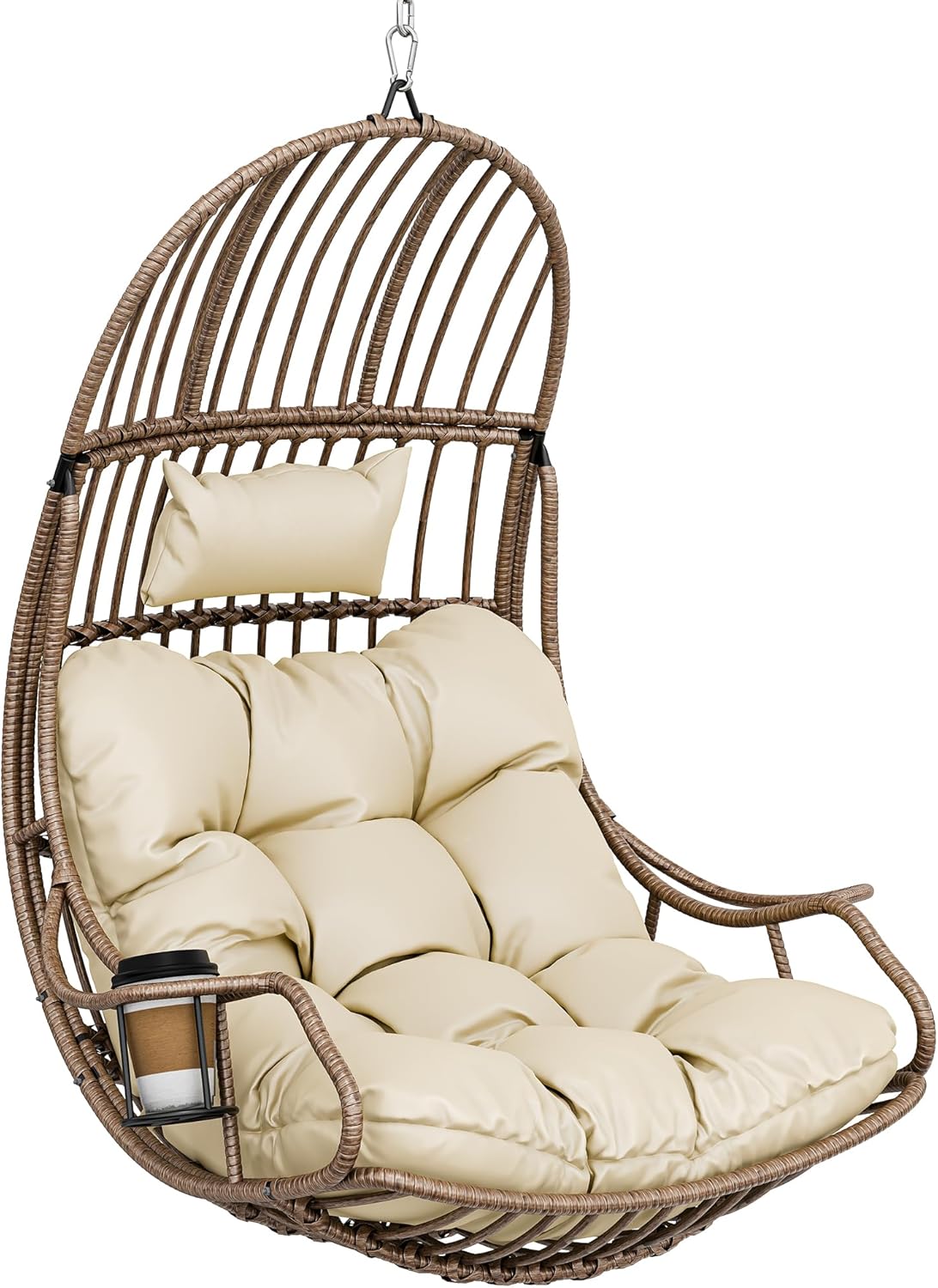 YITAHOME Hängesessel Eierschaukel 150 kg Belastbarkeit, Schaukelsessel, Hängekorbstuhl, Garten, 195 cm, 126 cm, 82 cm