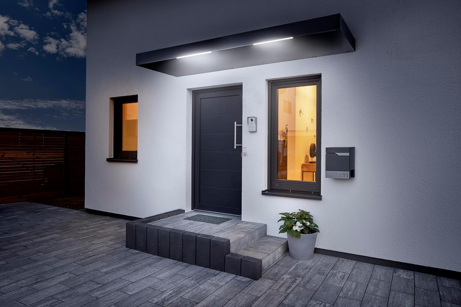 Gutta Rechteckvordach BS 250 Anthrazit, Optisch, 150 kg, 160 cm, 200 cm, 250 cm, 48 kg, LED-Beleuchtung