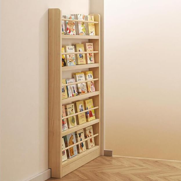 Regal Schmales Bücher Generisch, 10 cm, Massivholz, für Schlafzimmer Wohnzimmer Zuhause Büro platzsparender, Stauraum