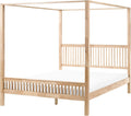 Bett Himmel Holz hellbraun 180 × 200 cm mit Lattenrost Beliani, Maximal 300 kg belasten, Massivholz, Hellbraun/Weiß