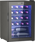 HOMCOM Weinkühlschrank Kompressor 20 Flaschen 53 l Getränkekühlschrank, Flaschenkühlschrank, 5–18 °C, 31,5 cm, 39 dB, LED, Glastür, Weiß
