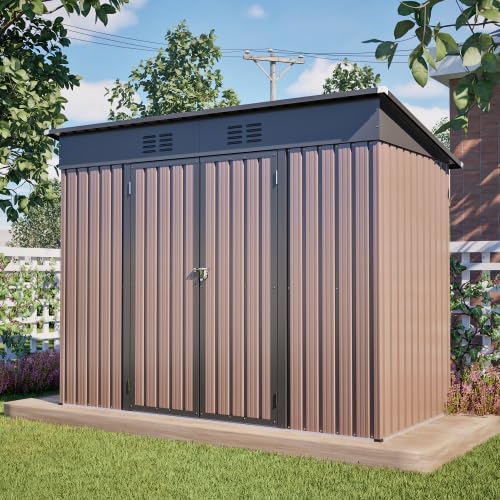 gonew21 Geräteschuppen Metall Fundamen Gerätehaus, Gerätehaus wetterfest als Fahrradgarage für 2-3 Fahrräder, Mülltonnenbox & Gartengerätehaus