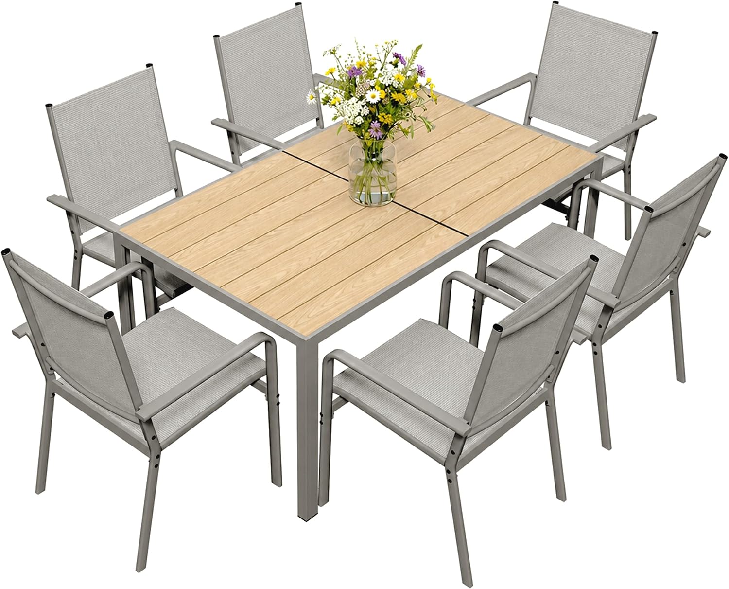 Xbro Gartenmöbel Set 6 Personen, Gartentisch, 72 cm