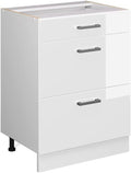 Vicco Küchenunterschrank R-Line, Schubladenunterschrank, Schubunterschrank, 60 cm, 81,6 cm, 46 cm, 16 mm, Schwarz