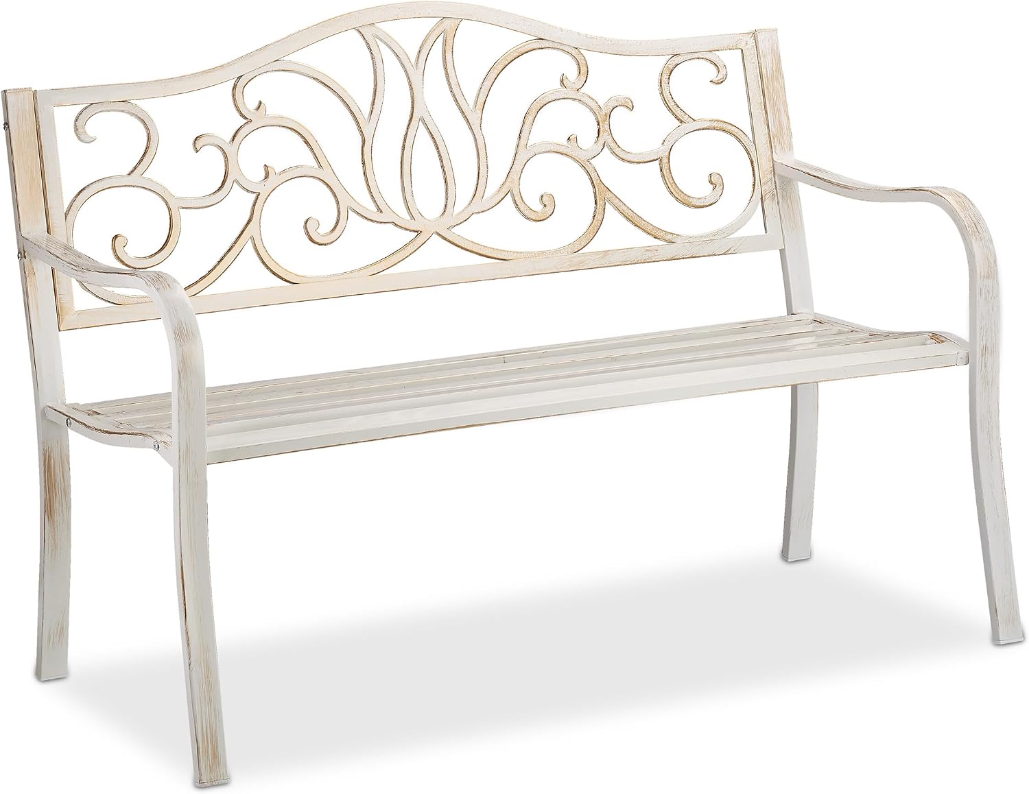 Relaxdays Gartenbank Antik für 2 Personen, 63 cm, 220 kg
