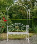 HTI living Romantische Gartenbank mit Rosenbogen aus Metall Celia Rankhilfe Metall, 180 kg, 200 cm, 45 cm, Schwarz