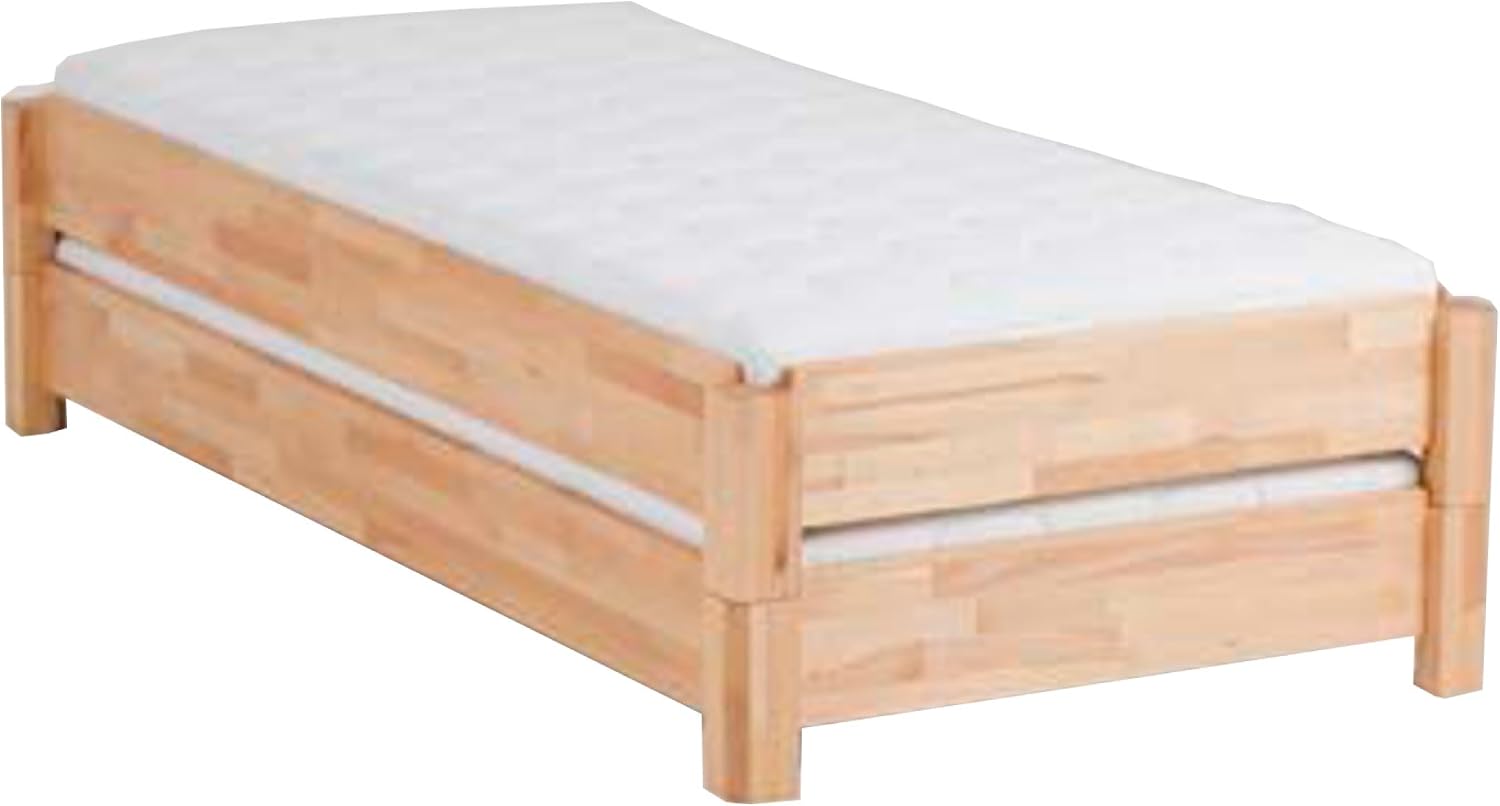 DICO 2er Stapelbett Massivholz mit Rollrost Größe 90 × 200 cm 01 Kernbuche geölt, Matratze, Praktisch, 211 cm, 2115 cm