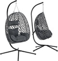 WOLTU Hängesessel mit Gestell, Hängestuhl, Ästhetisch, Büro, 105 cm, Grau