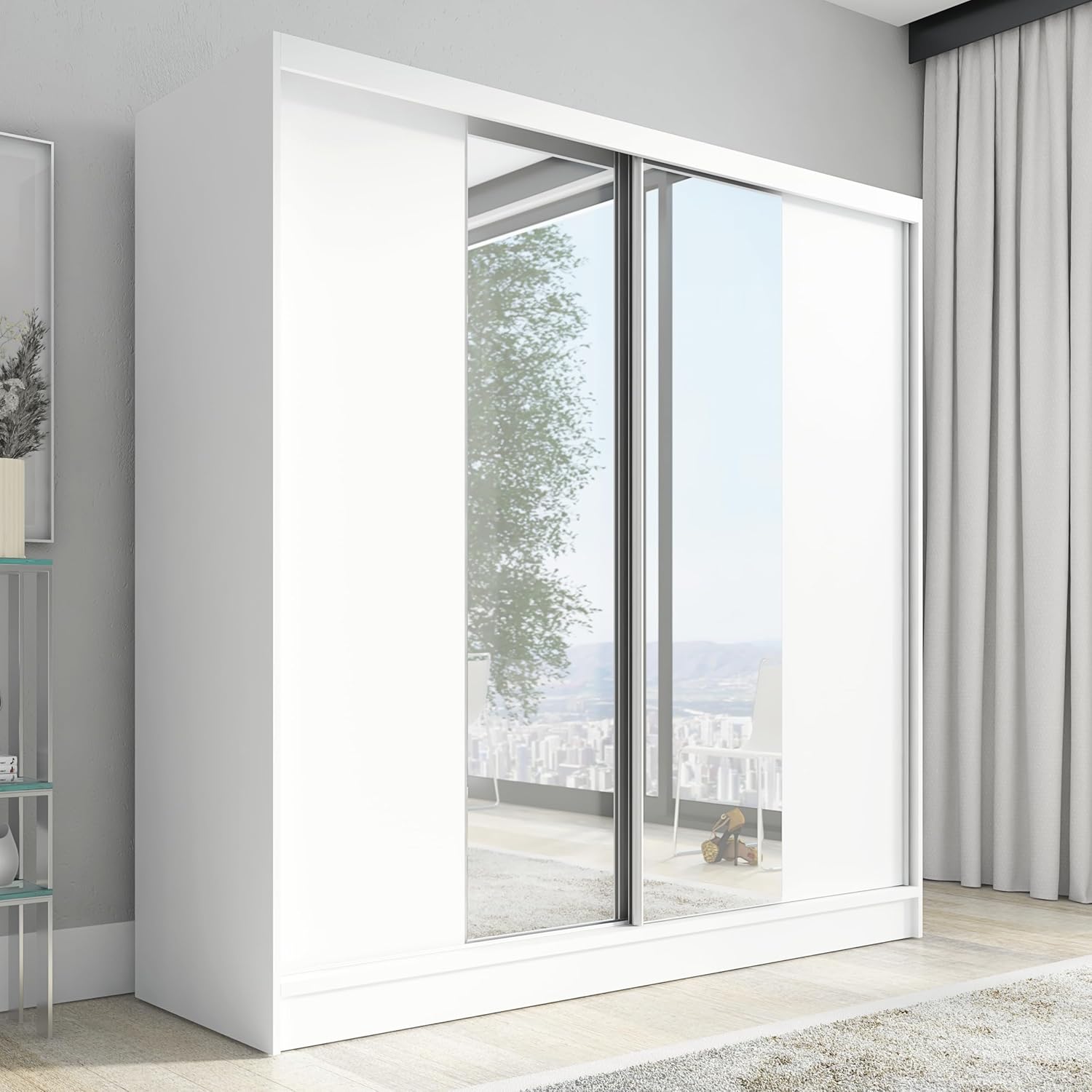 A&J MöbelLand Schwebetürenschrank, Optisch, Kleiderschrank, Schlafzimmer