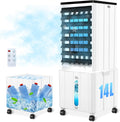 JJLVLU 12H 120°Oszillation Mobile Klimaanlage, 14L, 40 dB, 60W, Fernbedienung, Timer, Weiß/Schwarz