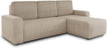 Sofnet Ecksofa Roma L mit Schlaffunktion und Bettkasten - Cord Stoff - L-Form Couch, Polstersofa, Schlafsofa, 125 cm, 236 cm, 150 cm, Schwarz