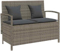 VidaXL Gartenbank mit Stauraum und Kissen Grau Poly Rattan, Spielzeug, Gartensessel, 87 cm, 33 cm, 48 cm