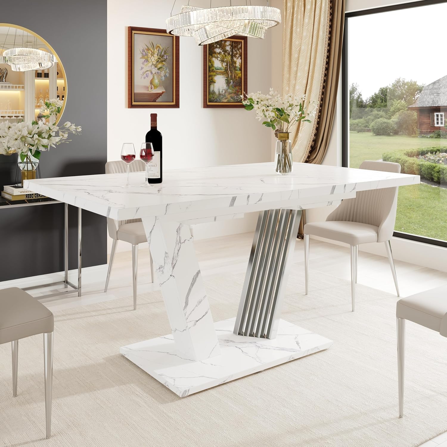 Kebnor Ausziehtisch, Esstisch, Küchentisch, 120 cm, 160 cm, 76 cm