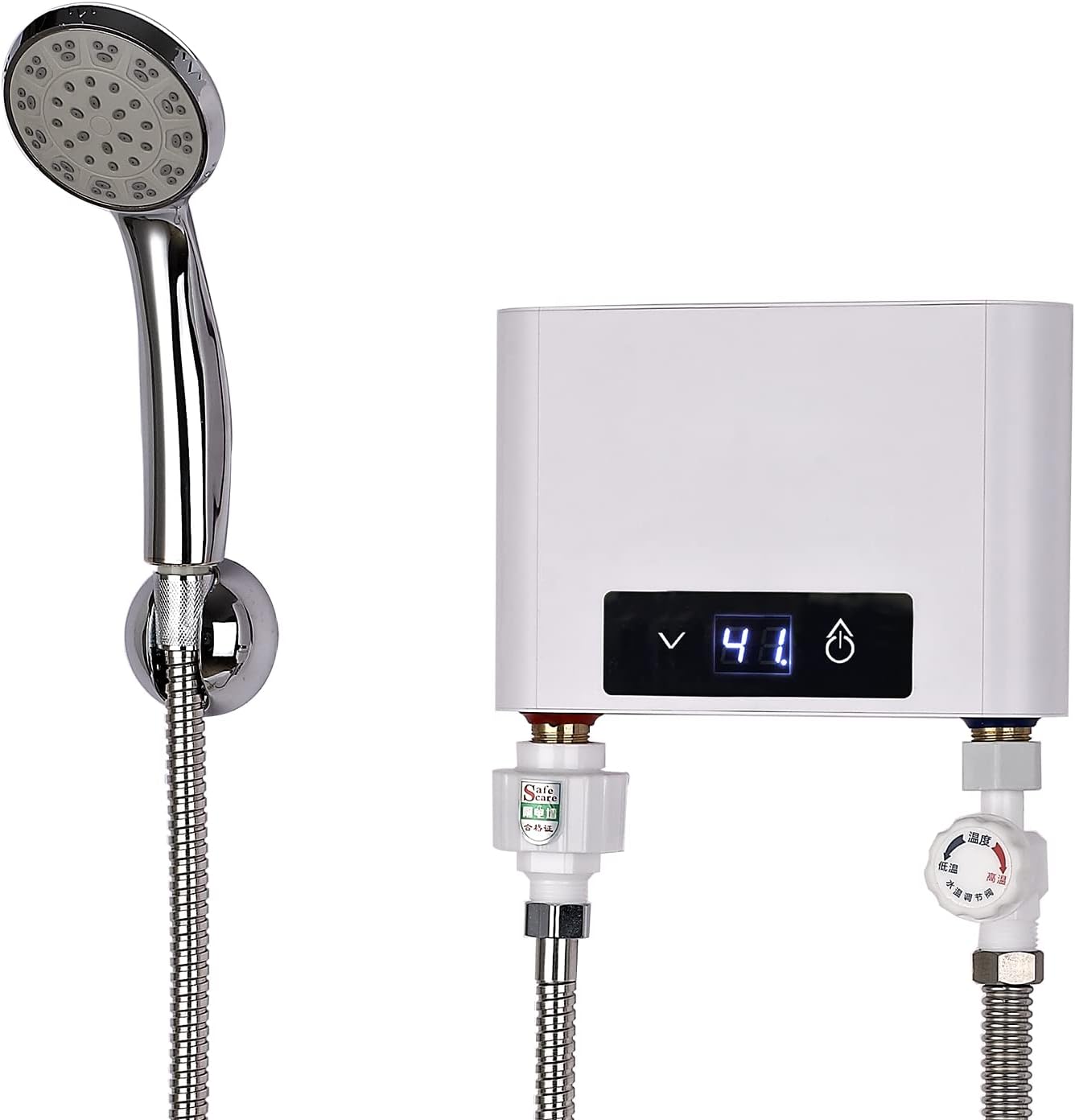 EUNEWR Elektronischer Durchlauferhitze Dusche Elektrische Durchlauferhitzer, Waschbecken 5500W mit Duschset, 220 V, für Handwaschbecken