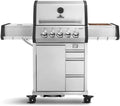 BURNHARD Gasgrill 3-Brenner inkl. Heckbrenner, Seitentisch, Unterschrank, 11 kg, 6 l, Edelstahl